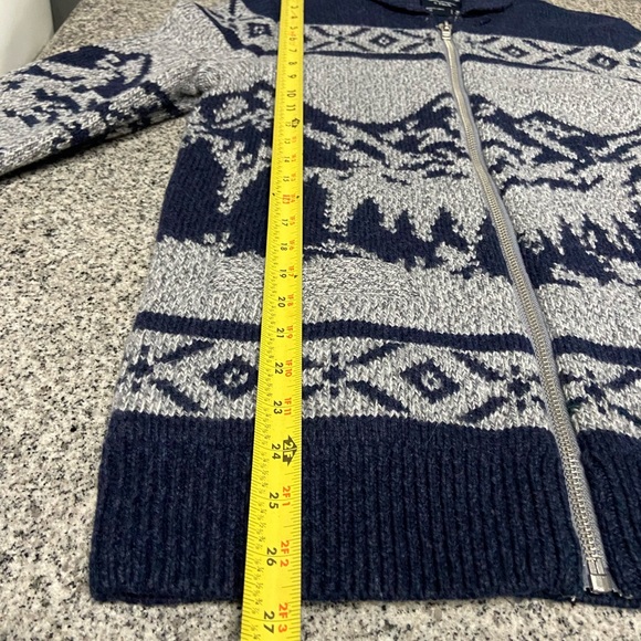 ABERCROMBIE & FITCH Mens Zip Nordic All Over Mountain Scene Sweater Wool Blend M - Picture 13 of 17